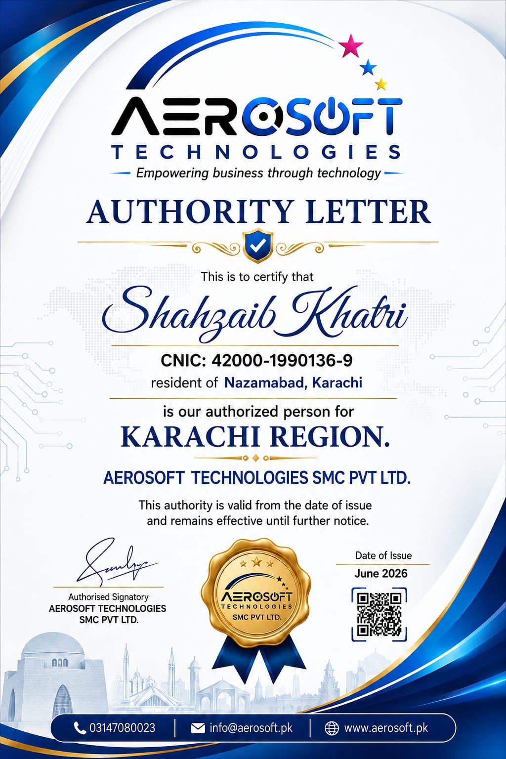 Aerosoft authority letter